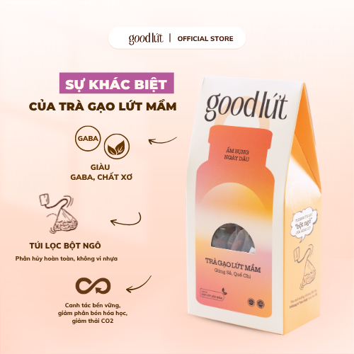 Combo 5 Trà gạo lứt mầm gừng sẻ quế chi Good Lứt - Thư giãn tinh thần, làm ấm cơ thành phần tự nhiên, an toàn, 150G
