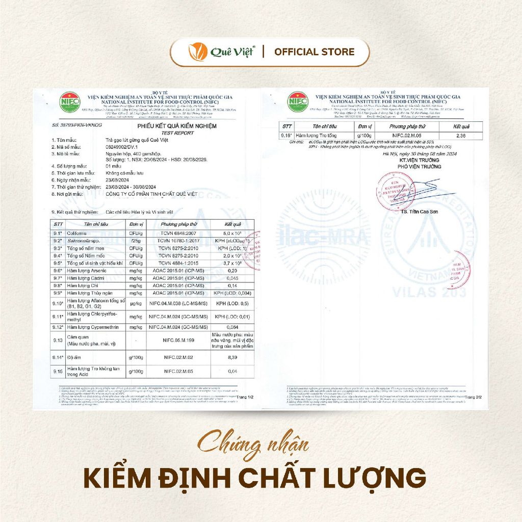 Trà Gạo lứt Gừng Quế Quê Việt ấm bụng ngày dâu hộp 400G