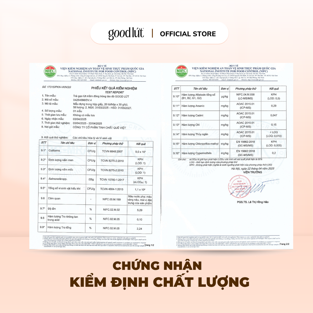 Trà gạo lứt mầm đậu đen kỷ tử Good Lứt Thanh lọc cơ thể nguyên liệu tự nhiên, lành tính - Hộp 450G