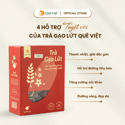 Combo 3 hộp Trà gạo lứt Quê Việt thanh lọc gan, giải độc cơ thể TẶNG 1 trà Good Lứt 150G - Hộp 600G, 450G