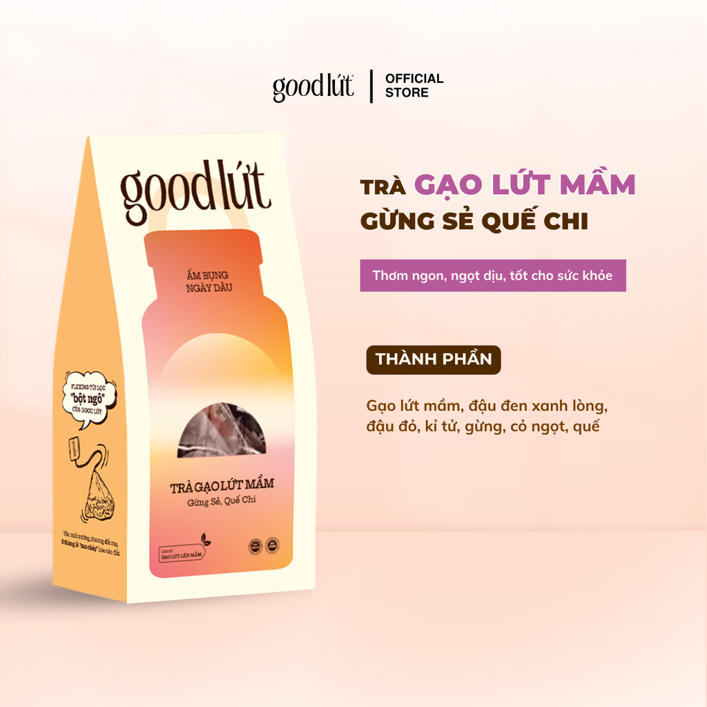 Trà gạo lứt mầm Good Lứt - Thanh nhiệt, đẹp da, tăng cường miễn dịch an toàn, tự nhiên, tốt cho sức khoẻ - Hộp 150G