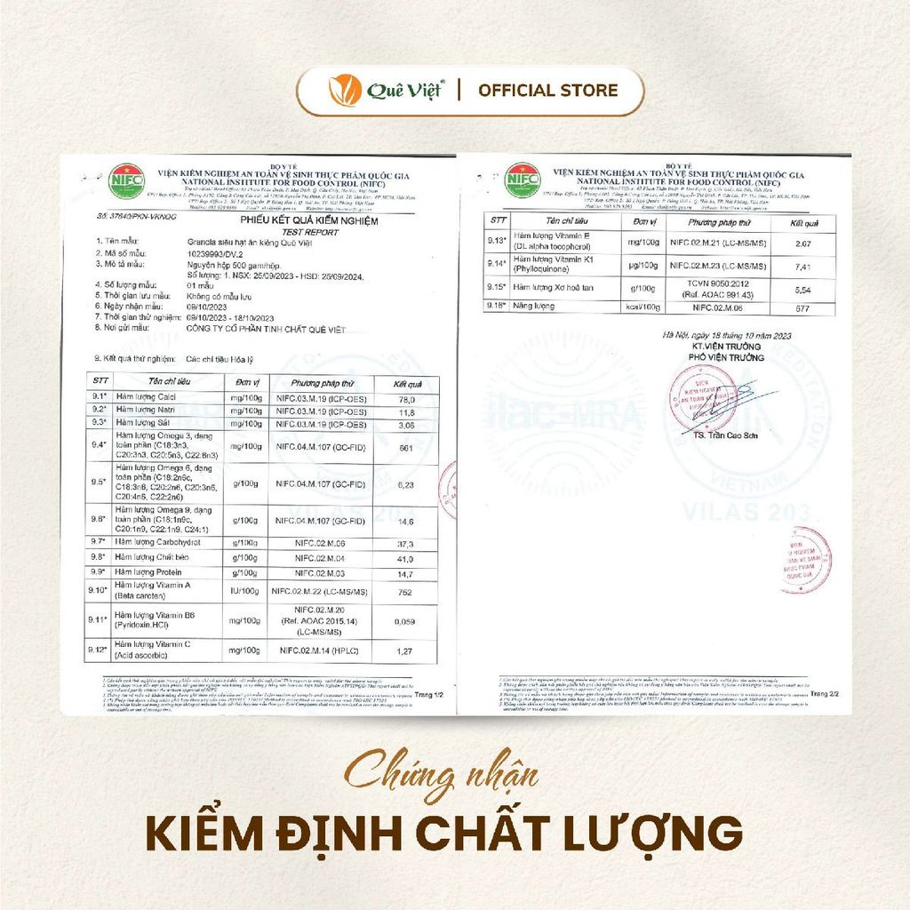 Combo 2 hộp Granola ngũ cốc siêu hạt Quê Việt - Hộp 500G