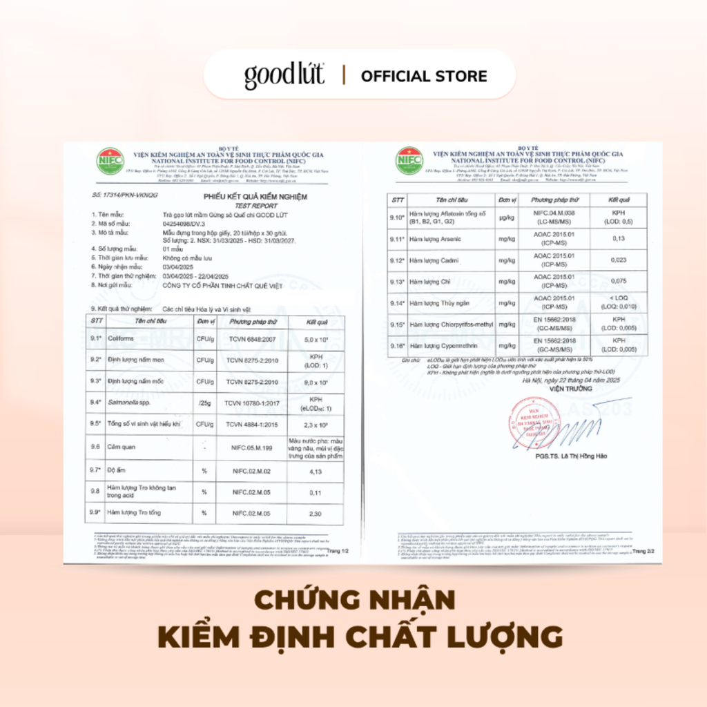 Trà gạo lứt mầm gừng sẻ quế chi Good Lứt - Thư giãn tinh thần, làm ấm cơ thể nguyên liệu an toàn, tự nhiên - Hộp 450G
