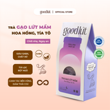Trà gạo lứt mầm hoa hồng tía tô Good Lứt - Thư giãn tinh thần, cải thiện tiêu hoá, dưỡng sáng da an toàn lành tính - Hộp 150G