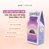 Trà gạo lứt mầm hoa hồng tía tô Good Lứt - Thư giãn tinh thần, cải thiện tiêu hoá, dưỡng sáng da an toàn lành tính - Hộp 150G