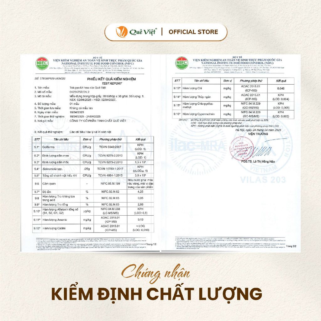 Trà gạo lứt hoa cúc Quê Việt - Hộp 600G, 450G, 150G