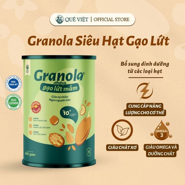 Granola siêu hạt gạo lứt mầm Quê Việt