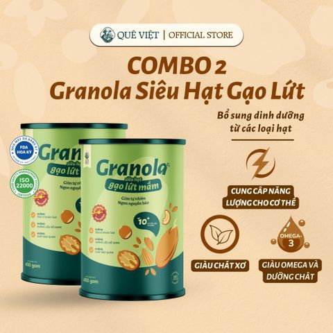 Combo 2 hộp Granola ngũ cốc siêu hạt gạo lứt mầm Quê Việt