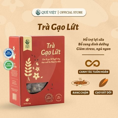 Trà gạo lứt lợi sữa Quê Việt hỗ trợ lợi sữa cho mẹ sau sinh, nguyên liệu tự nhiên an toàn [150g,450g, 600g]