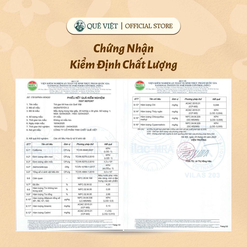 Trà gạo lứt hoa cúc Quê Việt
