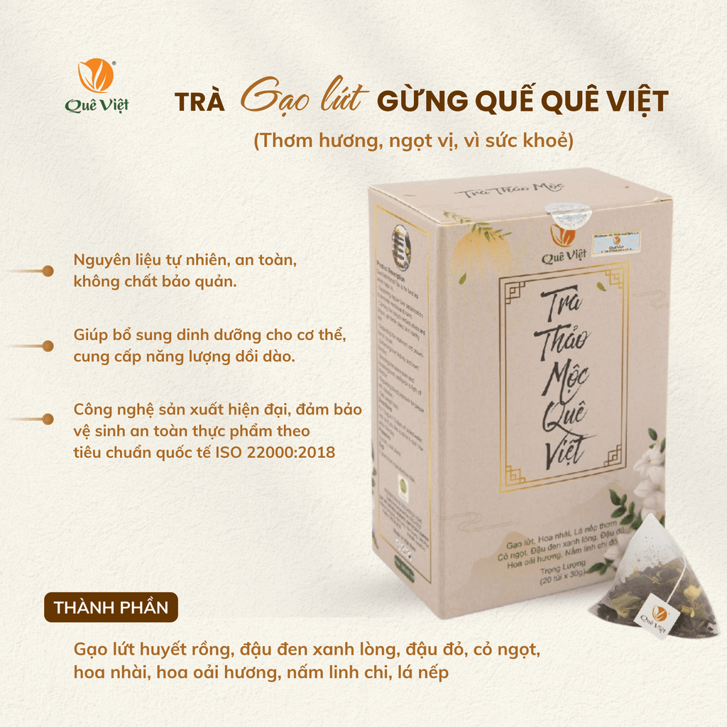 Combo 3 hộp Trà thảo mộc Quê Việt Mát gan, ngủ ngon TẶNG 1 trà Good Lứt 150G - Hộp 600G