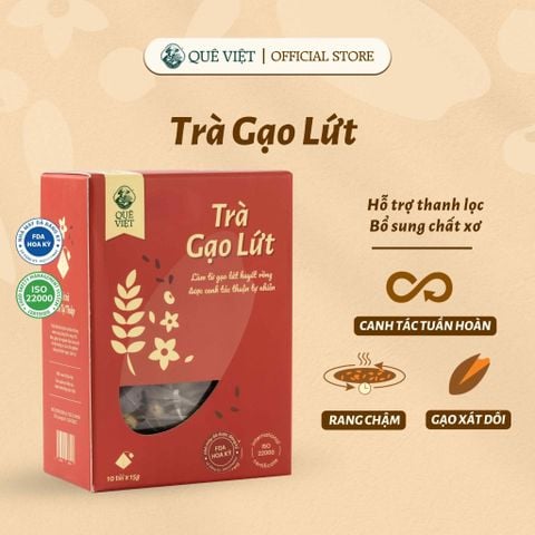 Trà gạo lứt Quê Việt nguyên liệu tự nhiên an toàn, hỗ trợ thanh lọc mát gan [150g,450g, 600g]