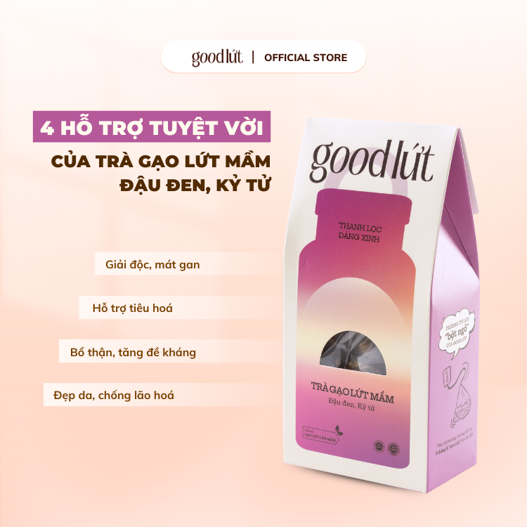 Combo 3 Trà gạo lứt mầm đậu đen kỷ tử Good Lứt - Thanh lọc cơ thể tự nhiên, lành tính hỗ trợ cải thiện vóc dáng 150G