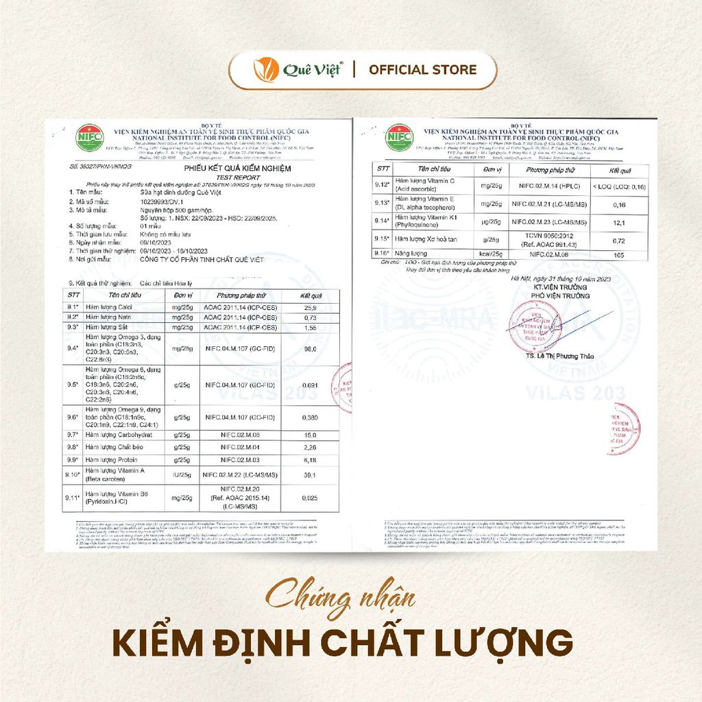Sữa hạt dinh dưỡng Quê Việt (Không đậu nành) - Hộp 500G (20 túi x 25G)