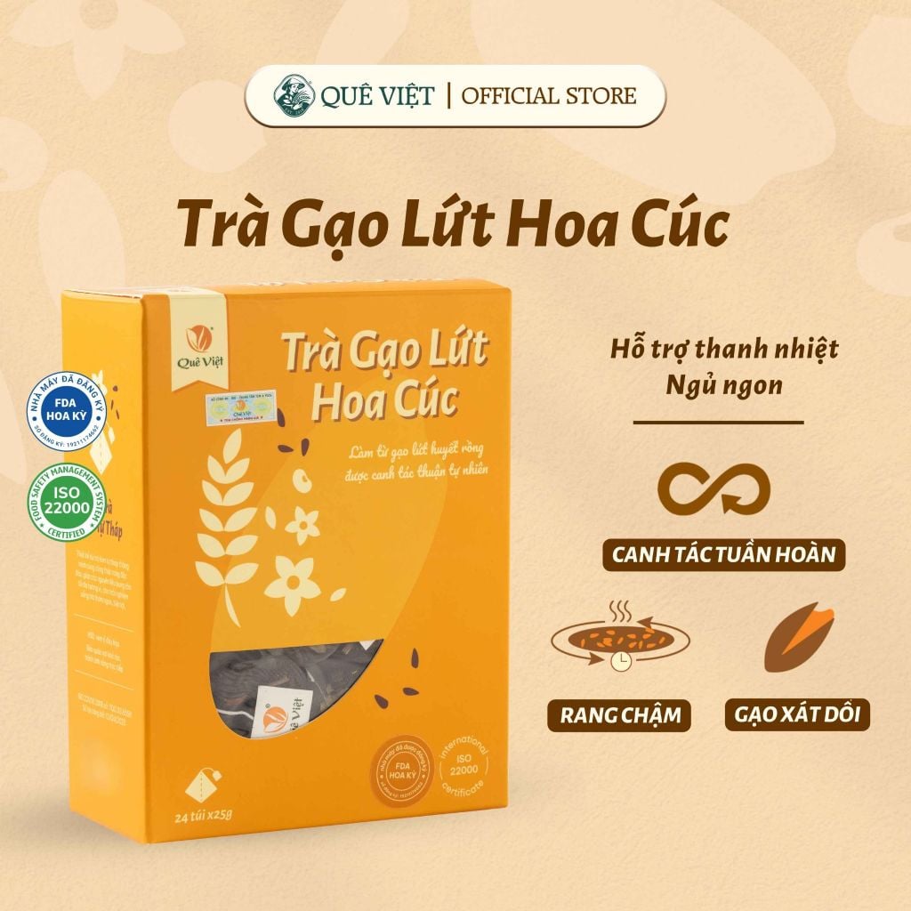 Trà gạo lứt hoa cúc Quê Việt