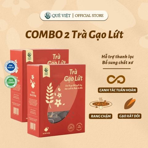 Combo 2 hộp Trà gạo lứt Quê Việt nguyên liệu tự nhiên an toàn, hỗ trợ thanh lọc mát gan - Hộp 150G, 450G, 600G