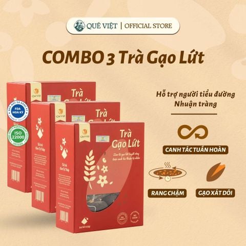 Combo 3 hộp Trà gạo lứt Quê Việt - TẶNG 1 trà Good Lứt 150G