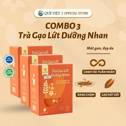 Combo 3 hộp Trà gạo lứt dưỡng nhan Quê Việt