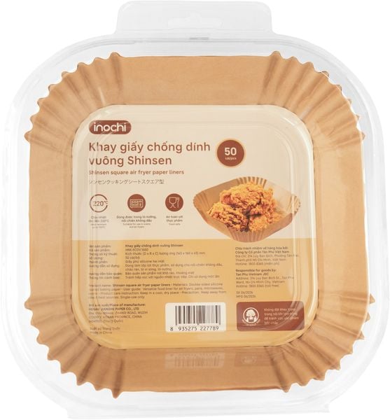  Khay giấy chống dính vuông Shinsen 16cm - 50 cái - Nâu 