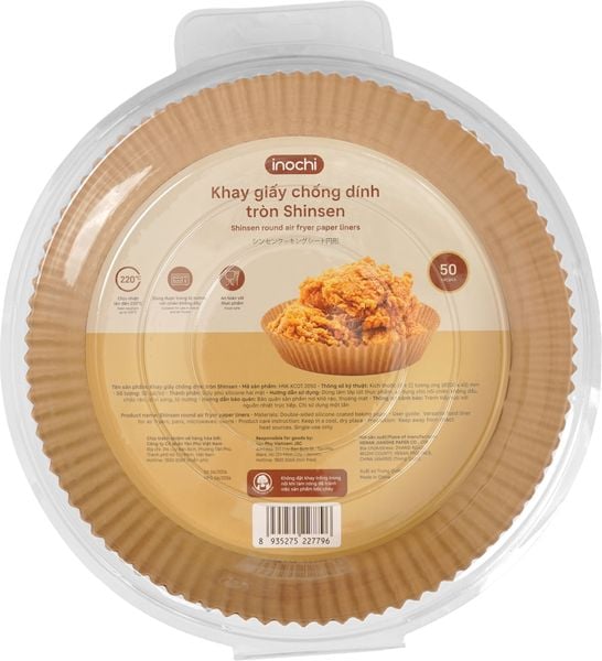  Khay giấy chống dính tròn Shinsen 20cm - 50 cái - Nâu 