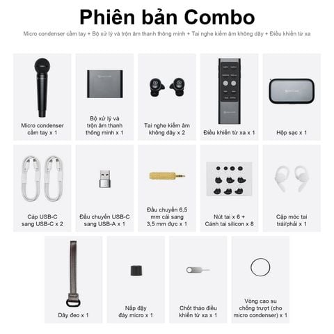 Bộ micro cầm tay không dây Hollyland MELO P1 Combo (Space Gray)