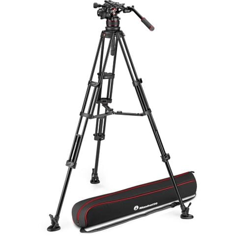 Bộ chân máy Manfrotto 612 Nitrotech Fluid Video Head and Aluminum Twin Leg Tripod with Middle Spreader