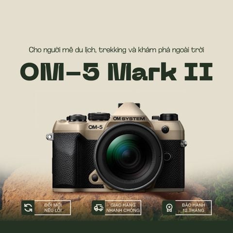 Bộ máy ảnh OM SYSTEM OM-5 Mark II kèm ống kính M.Zuiko Digital ED 14-150mm F4-5.6 II (Sand Beige)