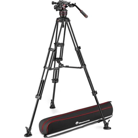 Bộ chân máy Manfrotto 612 Nitrotech Fluid Video Head and Aluminum Twin Leg Tripod with Middle Spreader
