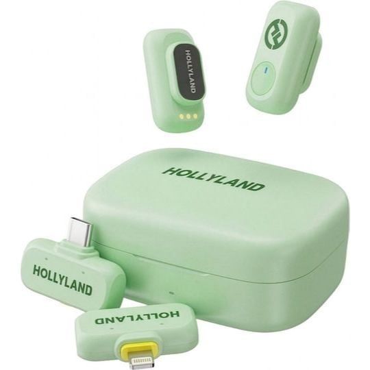  Bộ Micro không dây Hollyland Lark A1 Combo (USB-C RX, Lightning RX, hộp sạc) màu Mint Green 