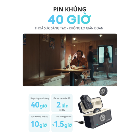 Bộ Micro không dây Hollyland Lark M2 Combo Duo (Camera RX, USB-C RX, Lightning RX) màu Shine Charcoal
