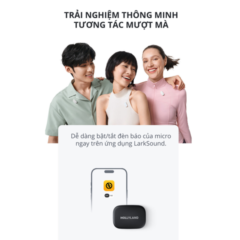 Bộ Micro không dây Hollyland Lark A1 Combo (USB-C RX, Lightning RX, hộp sạc) màu Ivory White