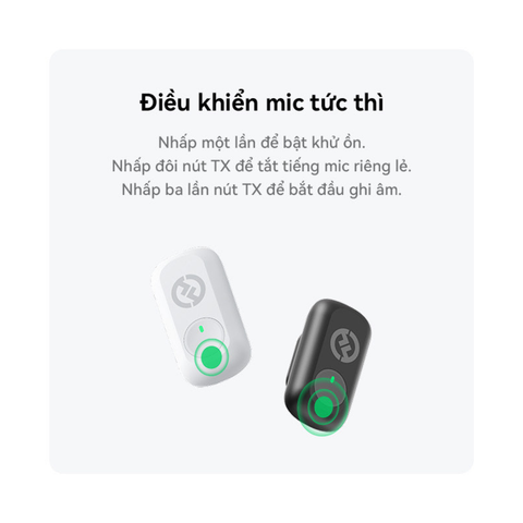 Bộ Micro không dây Hollyland Lark A1 Combo (USB-C RX, Lightning RX, hộp sạc) màu Ivory White