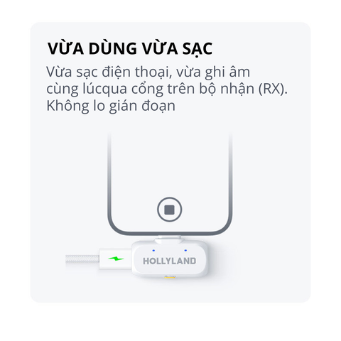 Bộ Micro không dây Hollyland Lark A1 Combo (USB-C RX, Lightning RX, hộp sạc) màu Ivory White