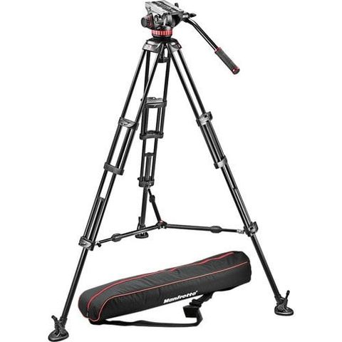  Bộ chân máy ảnh Manfrotto MVH502A Fluid Head & 546B Aluminium Tripod  Black (Sliding Plate) 