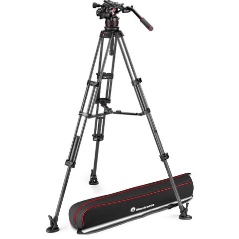  Bộ chân máy Manfrotto Nitrotech 608 Fluid Video Head and Carbon Fiber Twin Leg Tripod with Middle Spreader 