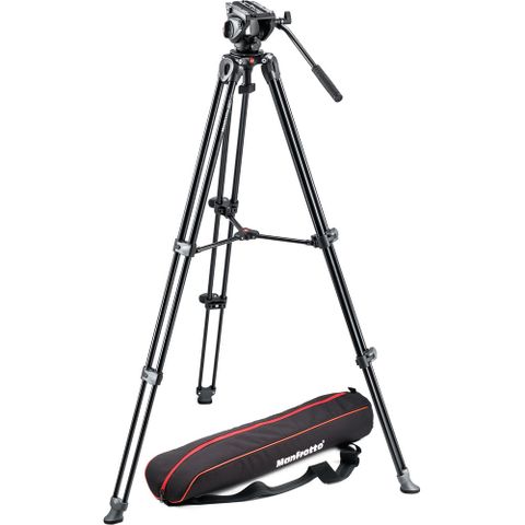  Bộ chân máy quay Manfrotto MVH500A & MVT502AM Aluminium Twin Leg Tripod (Middle Spreader) 