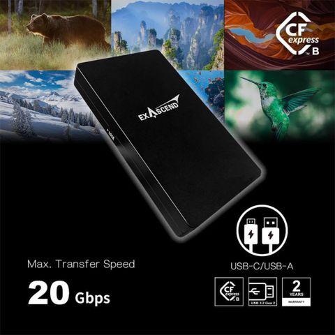 Thiết bị đọc thẻ nhớ CFexpress Type B hiệu Exascend, model: EXCRCFX2