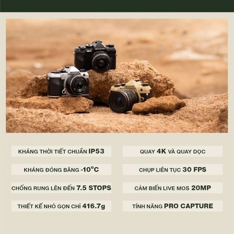 Bộ máy ảnh OM SYSTEM OM-5 Mark II kèm ống kính M.Zuiko Digital ED 14-150mm F4-5.6 II (Sand Beige)