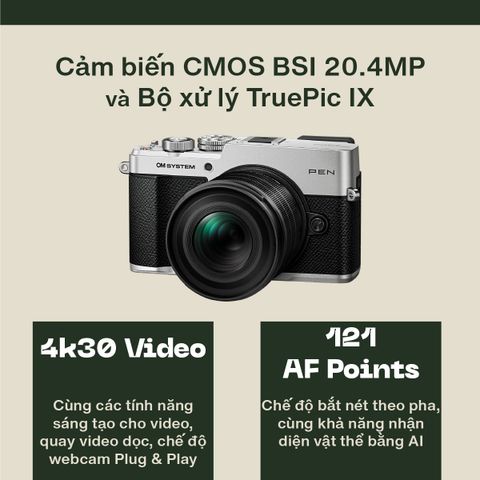 Máy ảnh OM SYSTEM PEN Mirrorless Camera (Black)