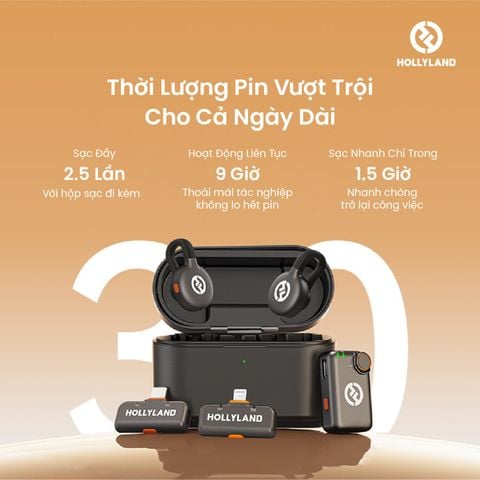 Bộ Micro không dây Hollyland Lark M2S Ultimate Combo (Camera RX, USB-C RX, Lightning RX) màu Space Gray