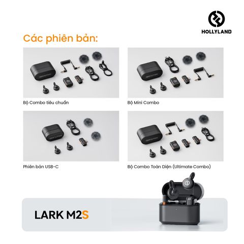 Bộ Micro không dây Hollyland Lark M2S Ultimate Combo (Camera RX, USB-C RX, Lightning RX) màu Glacier White