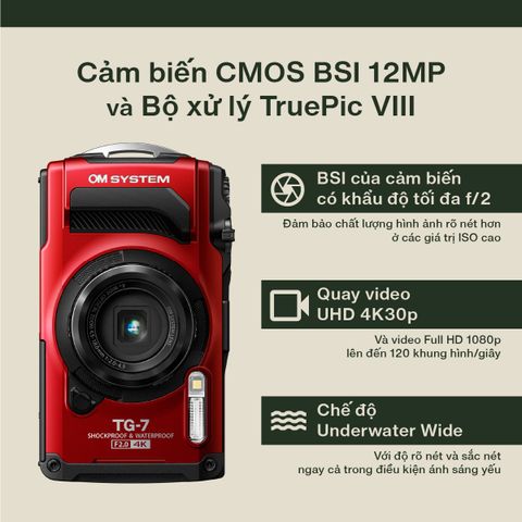 Máy ảnh OM SYSTEM Tough TG-7 (Black)