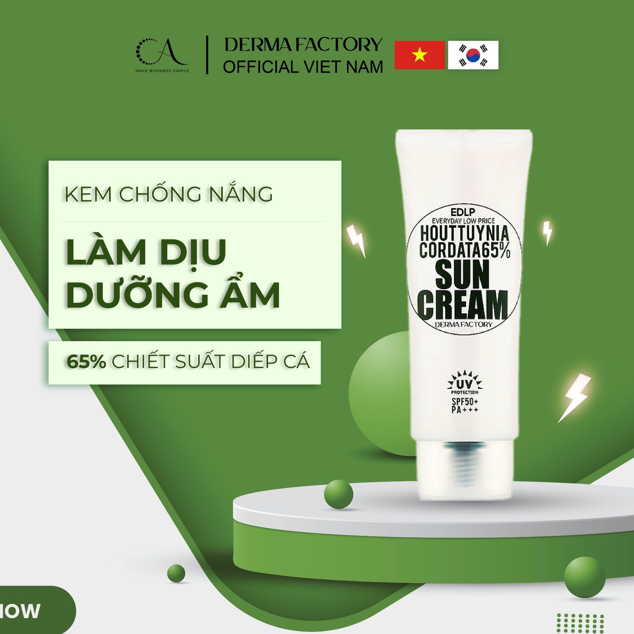 Derma Factory EDLP Houttuynia Cordata 65% Sun Cream 50g