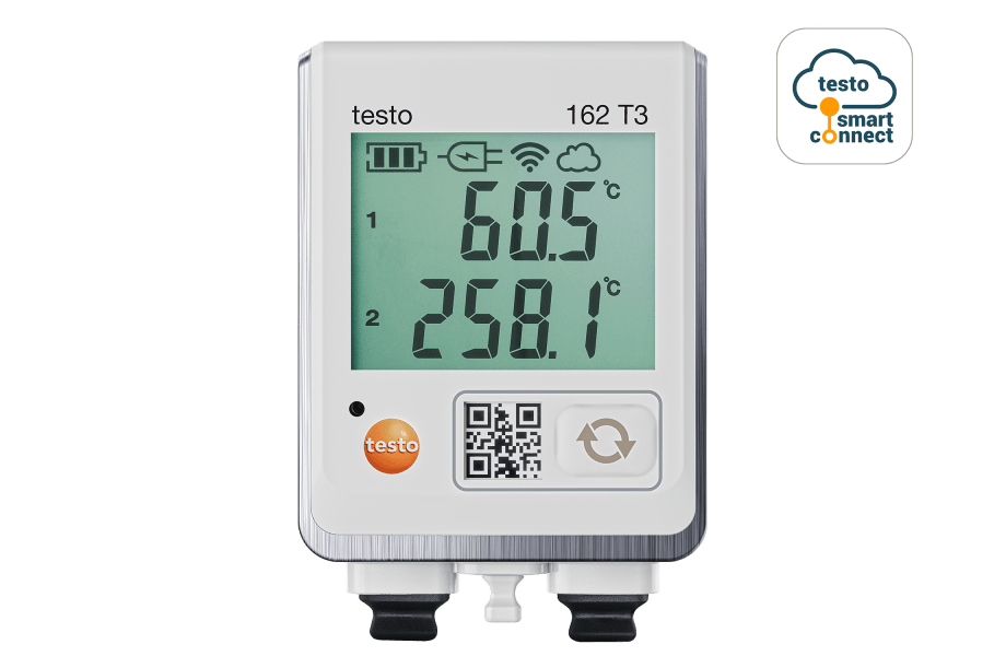  testo 162 T3 - Máy đo ghi dữ liệu online với 2 kết nối đầu dò nhiệt độ TC 
