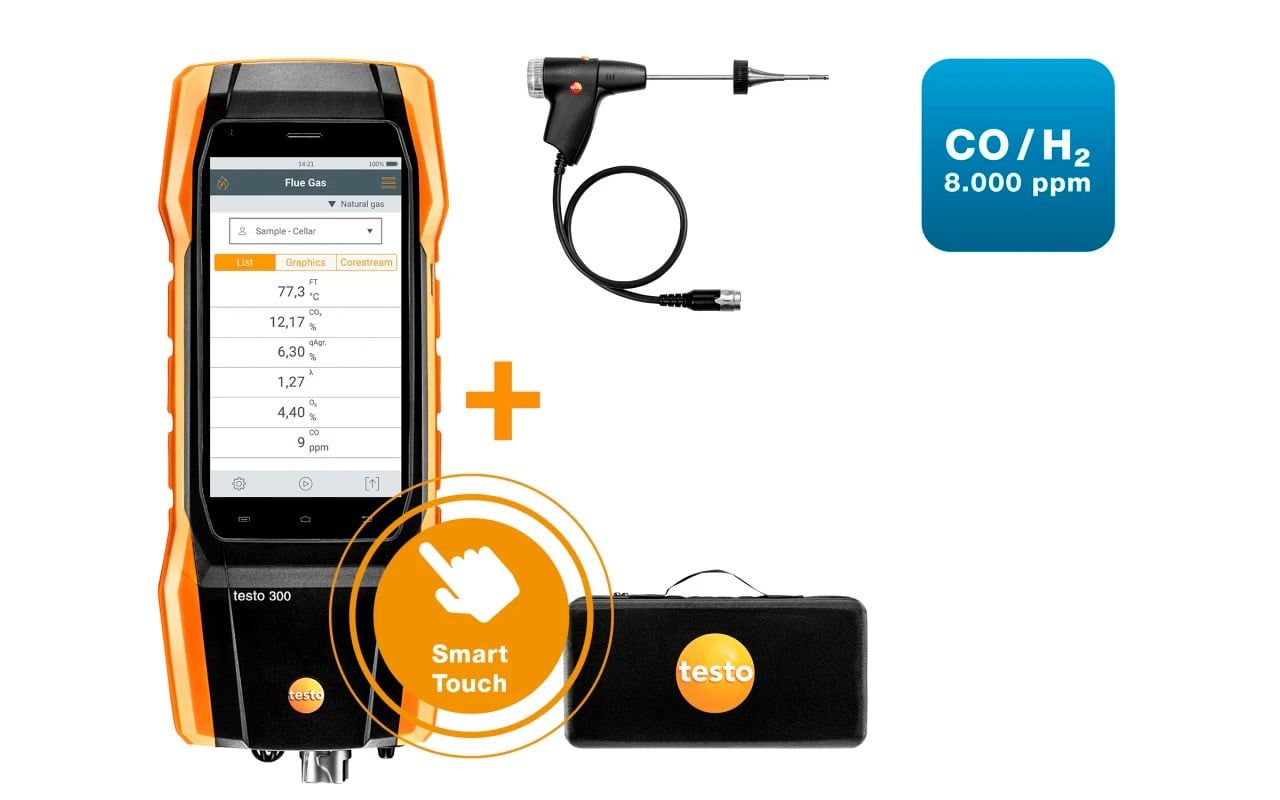  Máy đo khí thải - testo 300 kit 2 (O2 , CO-bù H2 đến 8.000 ppm) 