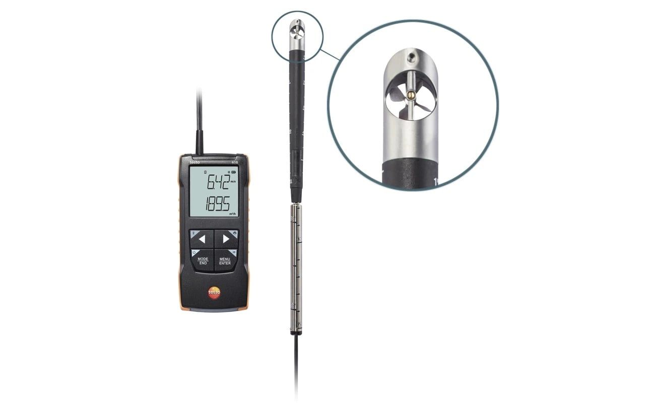  testo 416 - Máy đo vận tốc gió dạng cánh quạt 16 mm - Kết nối App 
