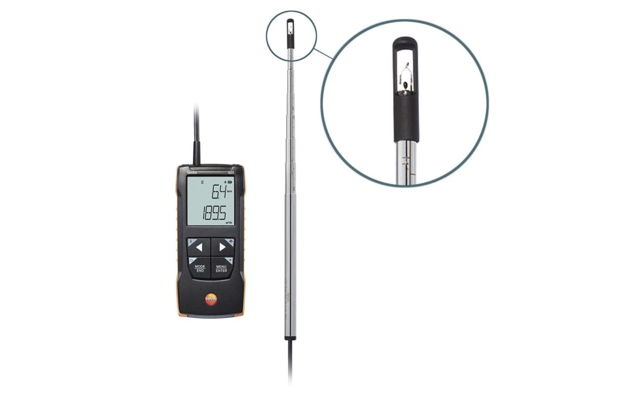  testo 425 - Máy đo vận tốc gió với đầu đo dạng sợi nhiệt - Kết nối App 