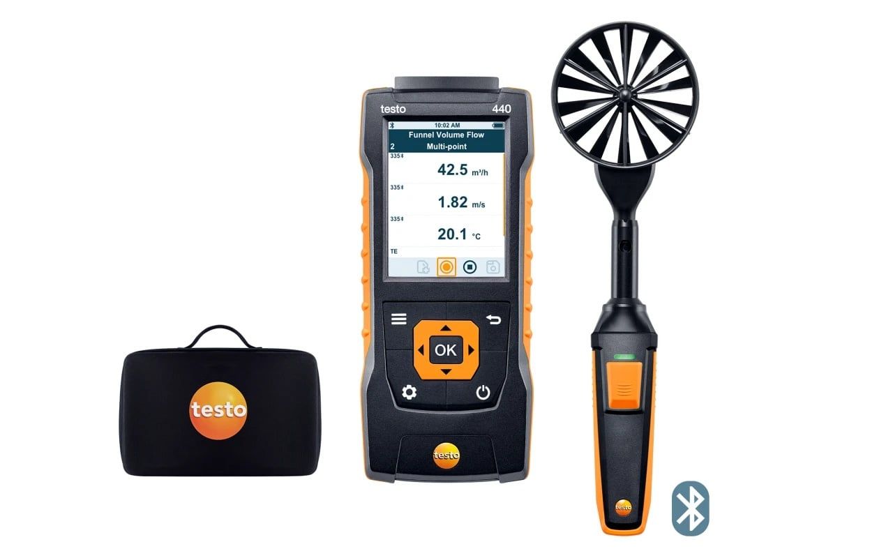  Kit testo 440 - máy đo vận tốc gió (Bluetooth) (Đầu dò cánh quạt Ø 100 mm) 