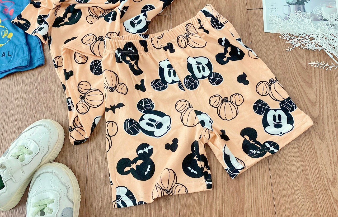 Bộ thun Disney hình mickey 2 màu ghi / cam size 12m - 5y