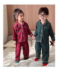 S6805 - Bộ pyjama Sara Min kẻ caro 2 màu tone noel cho bé size 1-10y